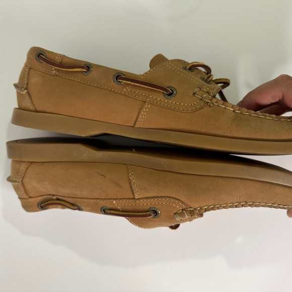 LL Bean Signature Men's Boat Shoes Brown Tan Leather Size 7D - Picture 10 of 14